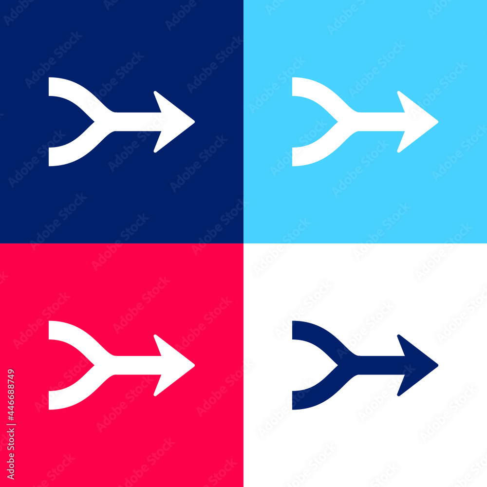 Arrows Merge Pointing To Right blue and red four color minimal icon set