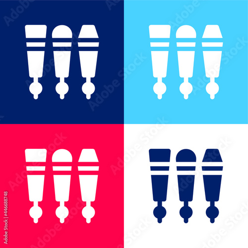 Beer Tap blue and red four color minimal icon set