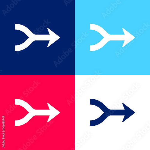 Arrows Merge Pointing To Right blue and red four color minimal icon set