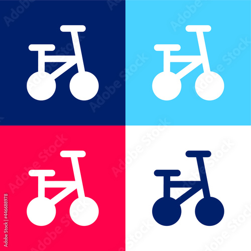 Bicycle blue and red four color minimal icon set