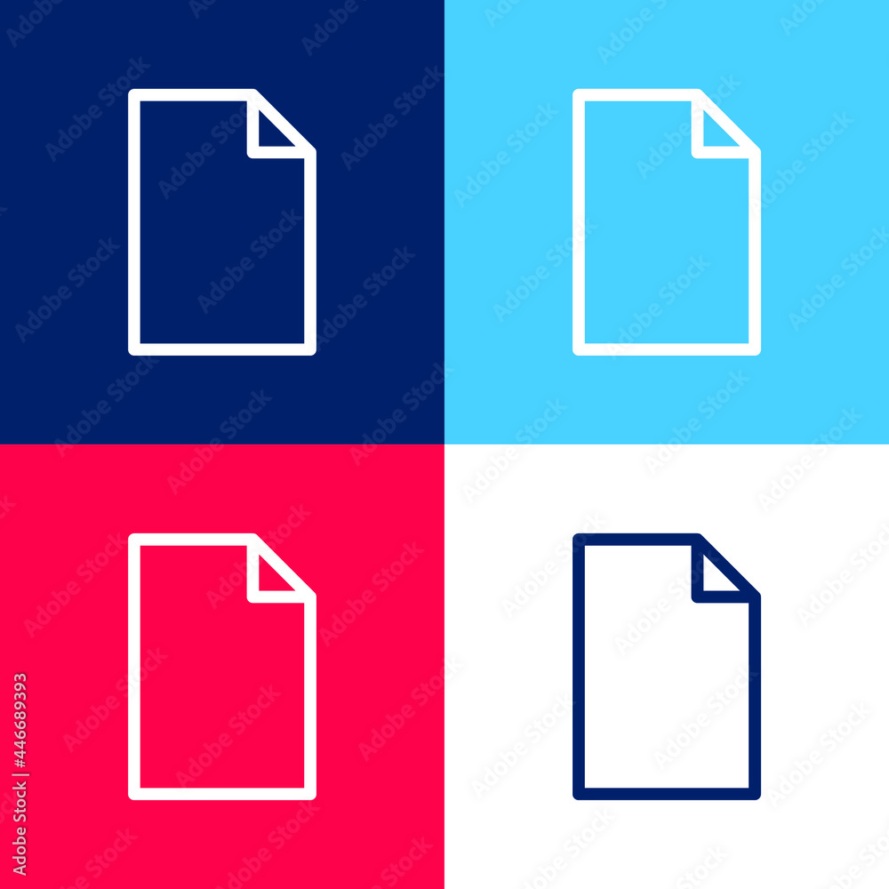 Blank Paper blue and red four color minimal icon set Blank Paper blue and red four color minimal icon set
