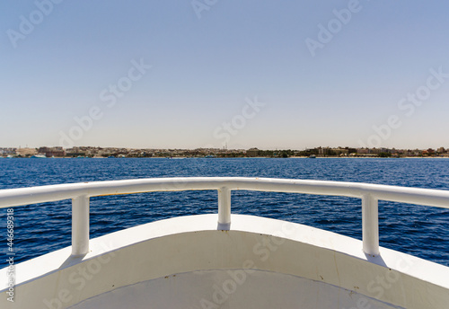 view from the bow of a ship in the Red Sea