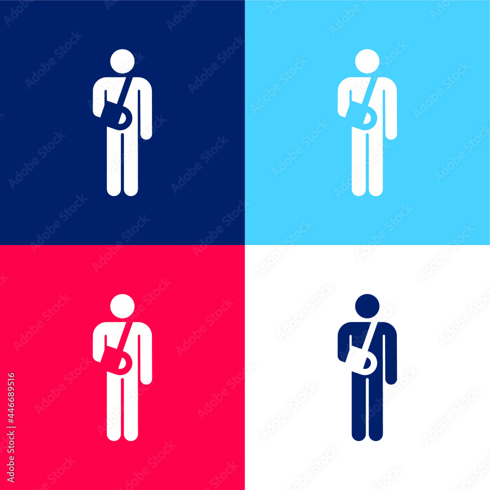 Accident blue and red four color minimal icon set Accident blue and red four color minimal icon set