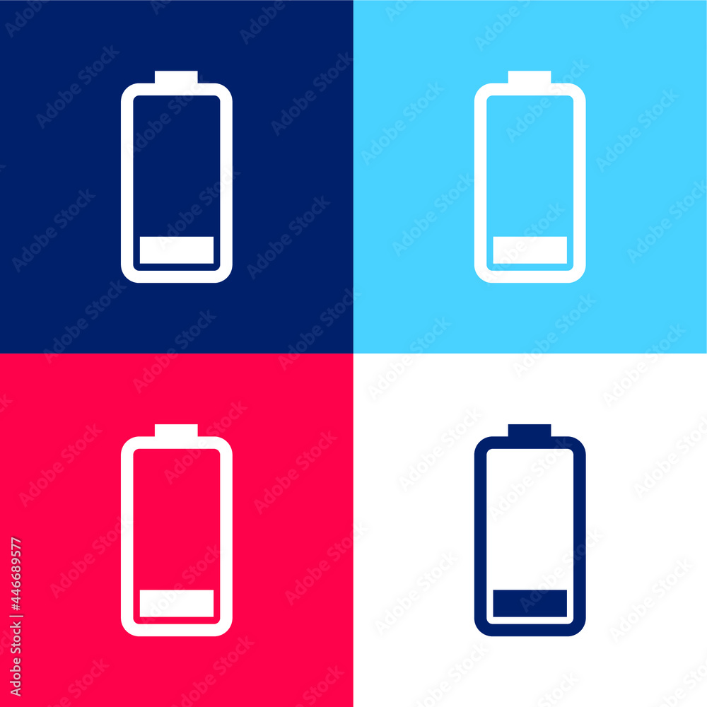Battery Status blue and red four color minimal icon set Battery Status blue and red four color minimal icon set
