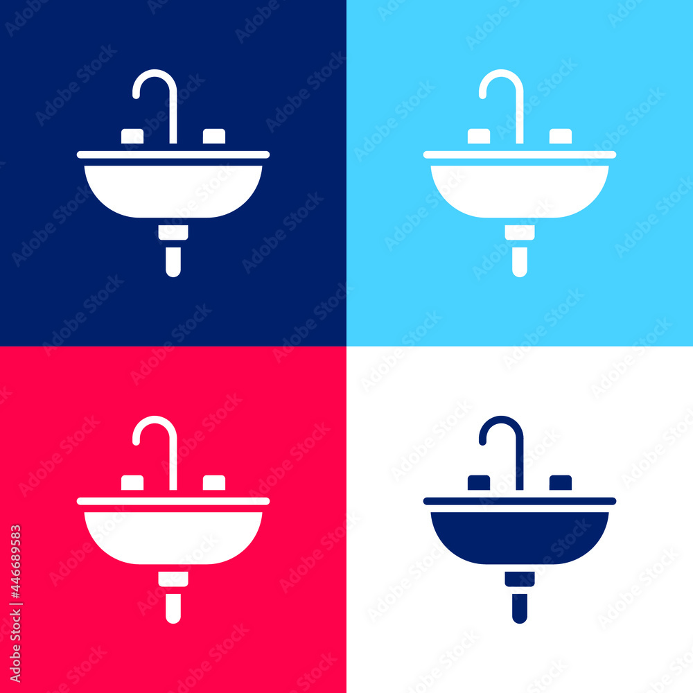 Basin blue and red four color minimal icon set Basin blue and red four color minimal icon set