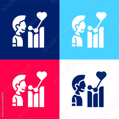 Affective blue and red four color minimal icon set