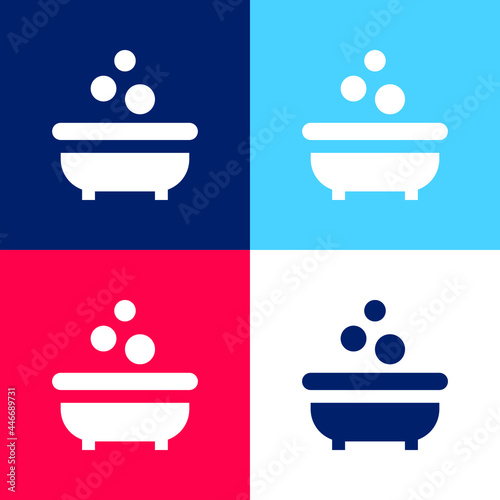 Bathtub blue and red four color minimal icon set