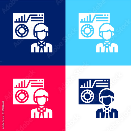 Analysing blue and red four color minimal icon set