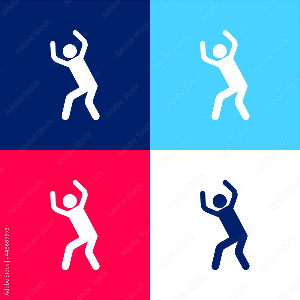 Angry Silhouette blue and red four color minimal icon set Angry Silhouette blue and red four color minimal icon set