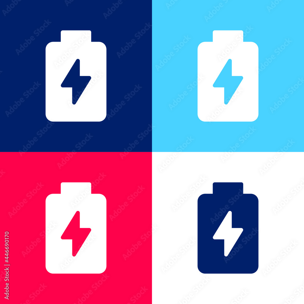 Battery Charge blue and red four color minimal icon set Battery Charge blue and red four color minimal icon set