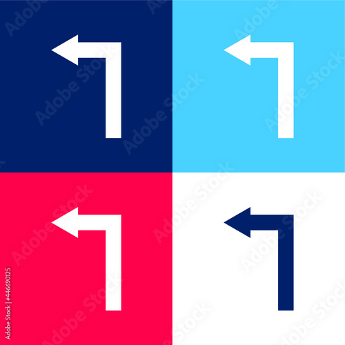 Free Download Arrow Straight Angle Turning To Left blue and red four color minimal icon set - GFXLoad