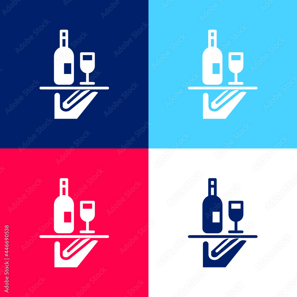 Bar Service blue and red four color minimal icon set Bar Service blue and red four color minimal icon set
