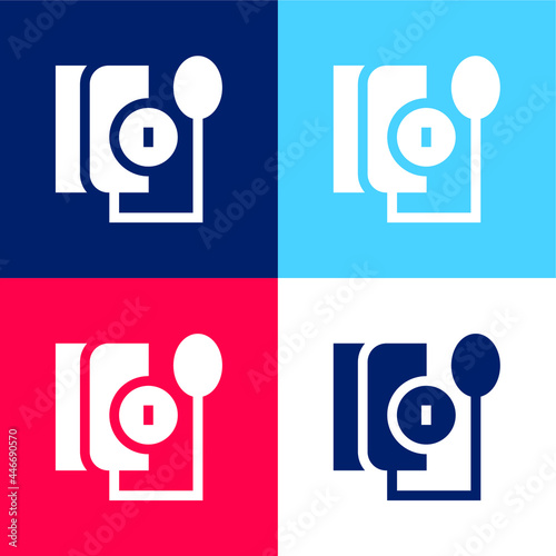 Blood Pressure Gauge blue and red four color minimal icon set