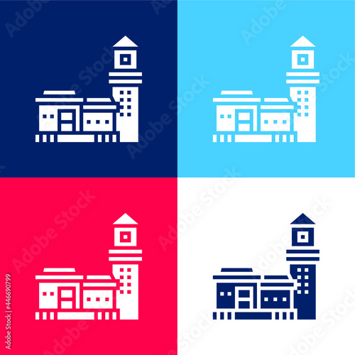 Bo Kaap blue and red four color minimal icon set