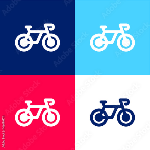 Bike blue and red four color minimal icon set