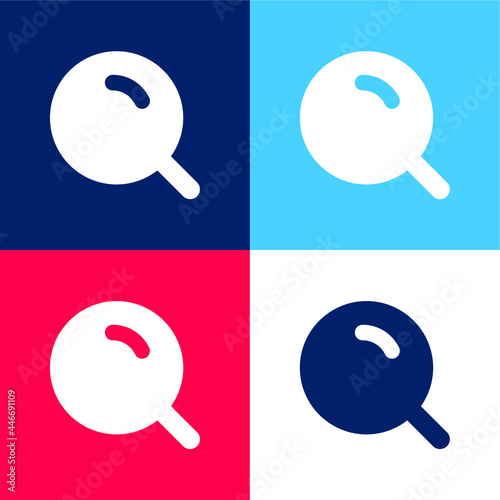 Big Magnifier With Shine blue and red four color minimal icon set