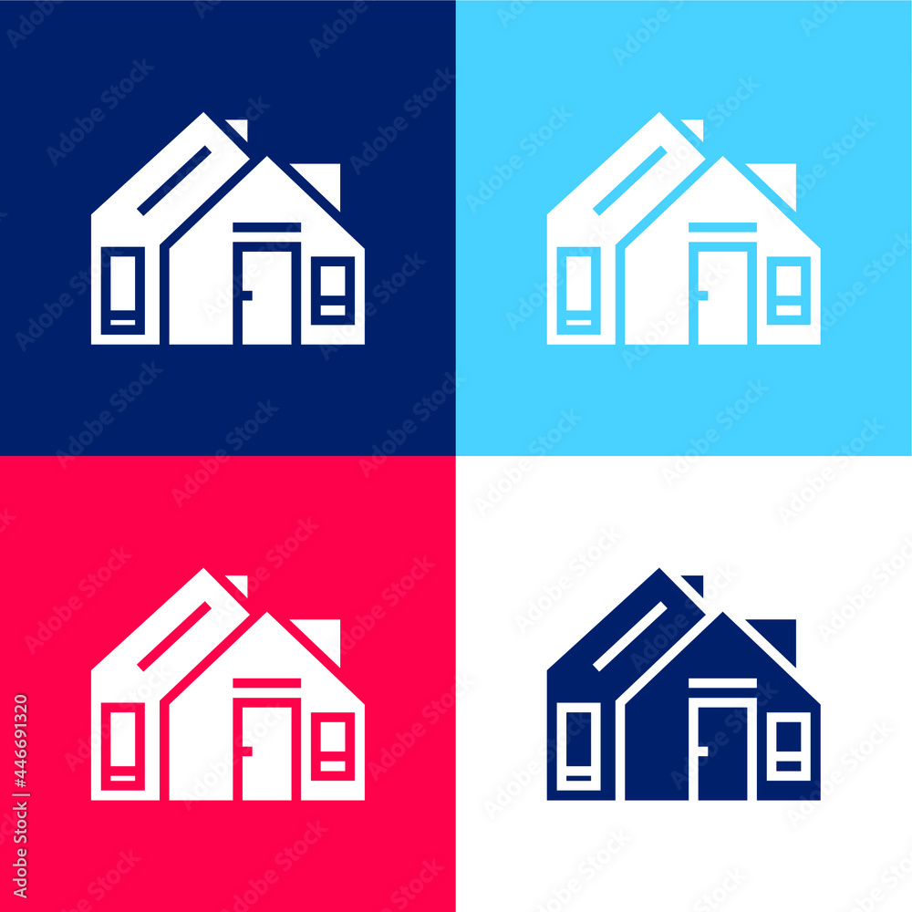 Address blue and red four color minimal icon set Address blue and red four color minimal icon set