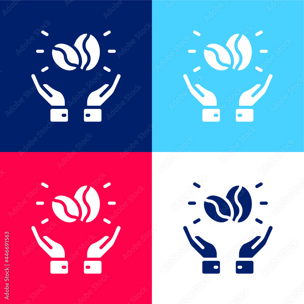 Beans blue and red four color minimal icon set Beans blue and red four color minimal icon set