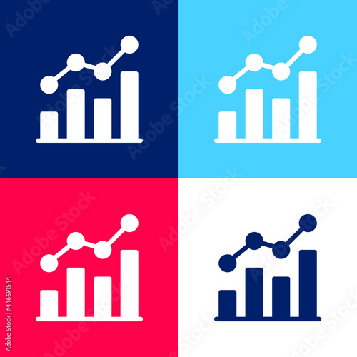 Analytics blue and red four color minimal icon set