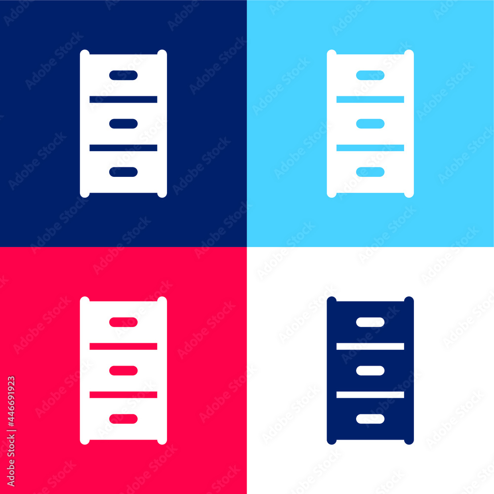 Archive blue and red four color minimal icon set Archive blue and red four color minimal icon set