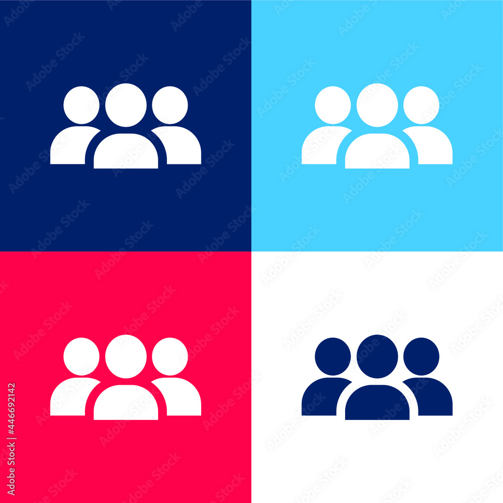 Audience blue and red four color minimal icon set Audience blue and red four color minimal icon set