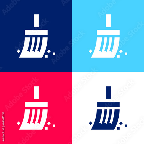 Archeology blue and red four color minimal icon set