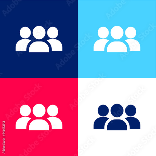 Audience blue and red four color minimal icon set