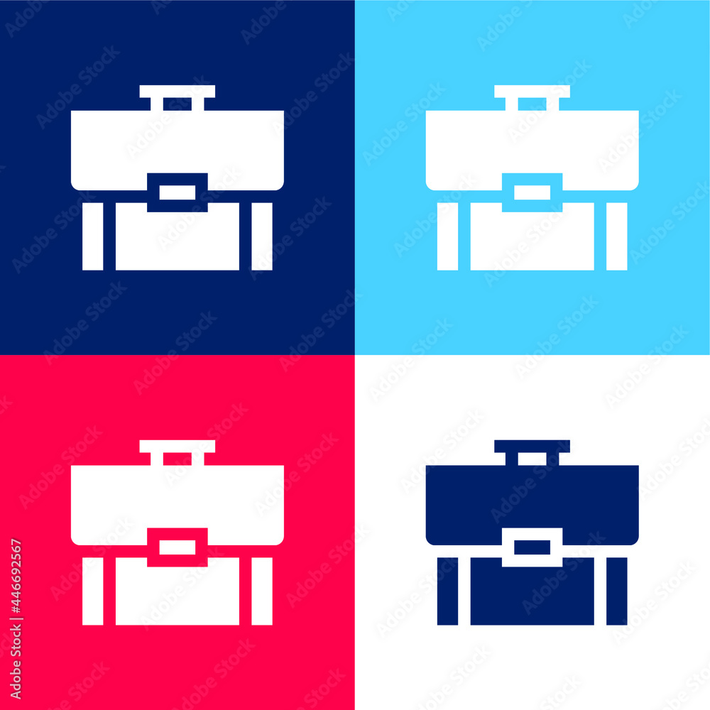Briefcase blue and red four color minimal icon set Briefcase blue and red four color minimal icon set