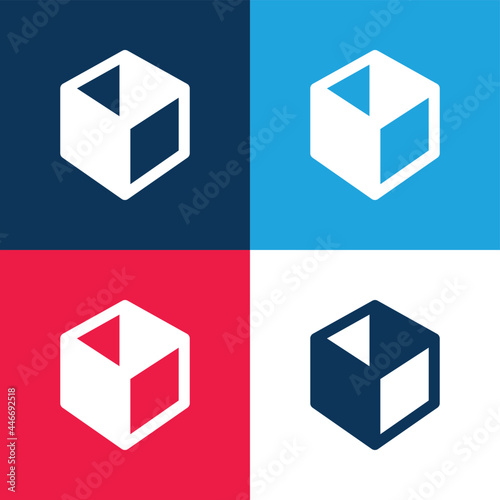 Box blue and red four color minimal icon set