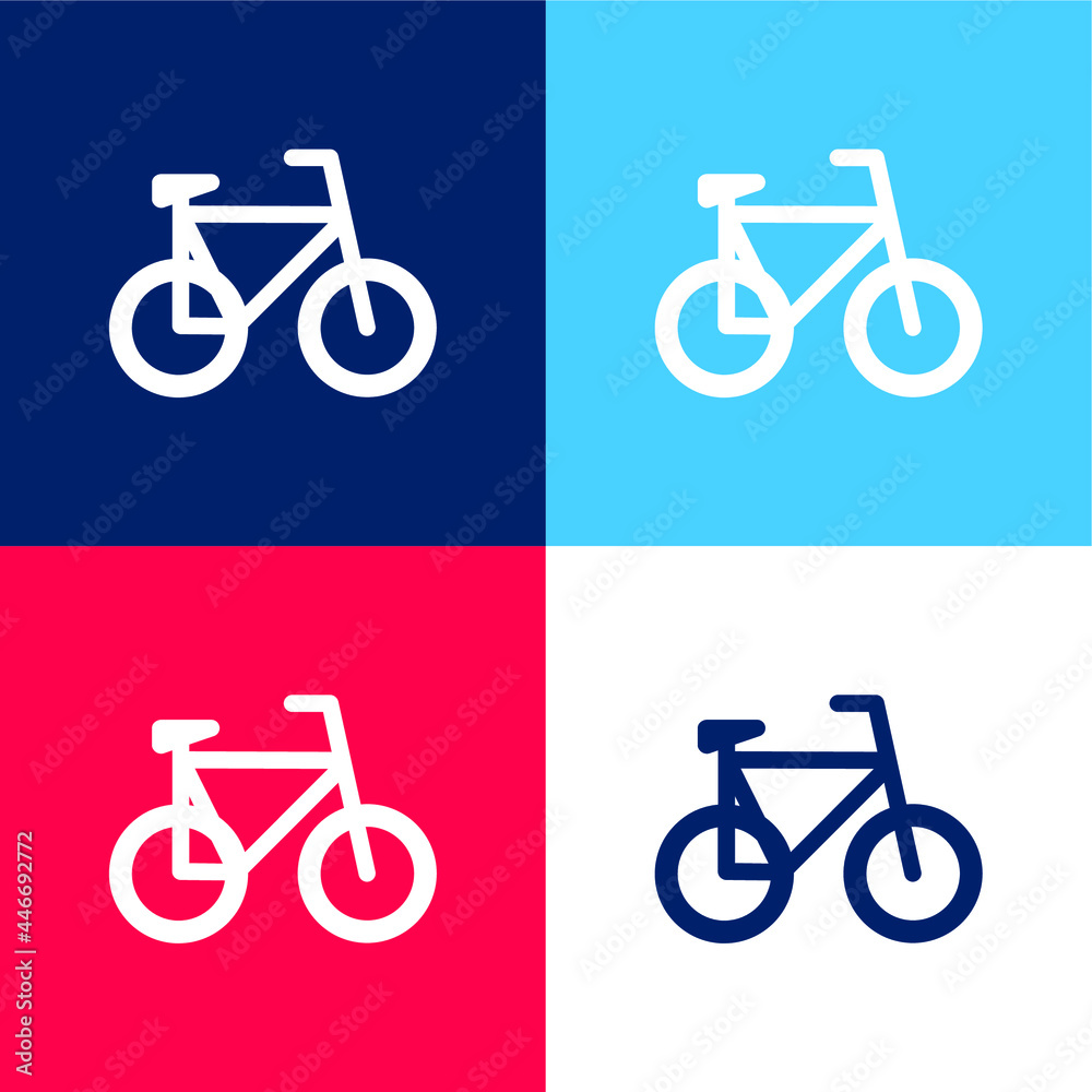 Fototapeta premium Bicycle blue and red four color minimal icon set