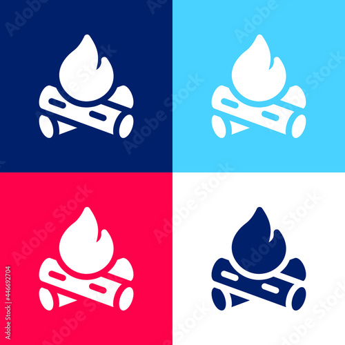 Bonfire blue and red four color minimal icon set