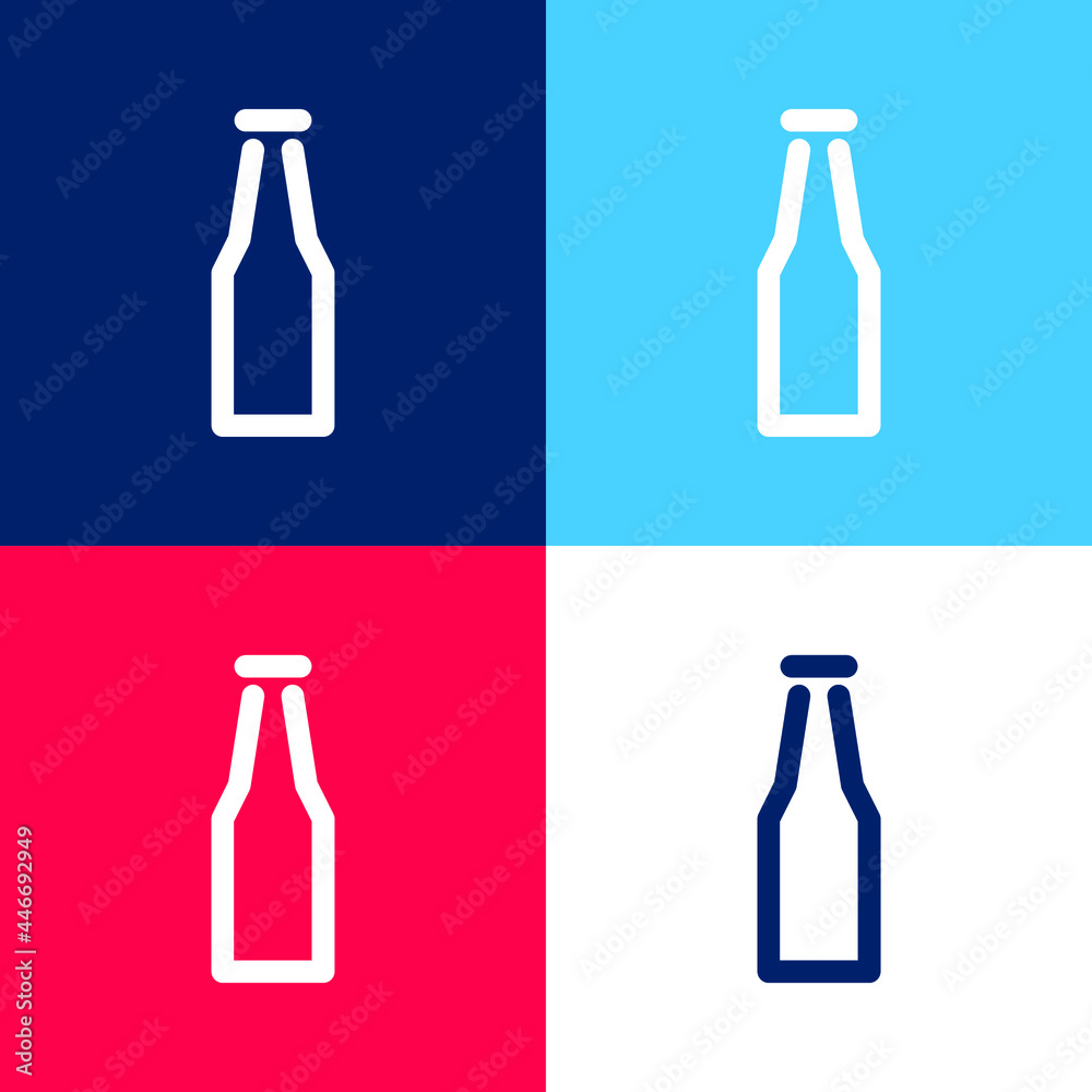 Bottle blue and red four color minimal icon set