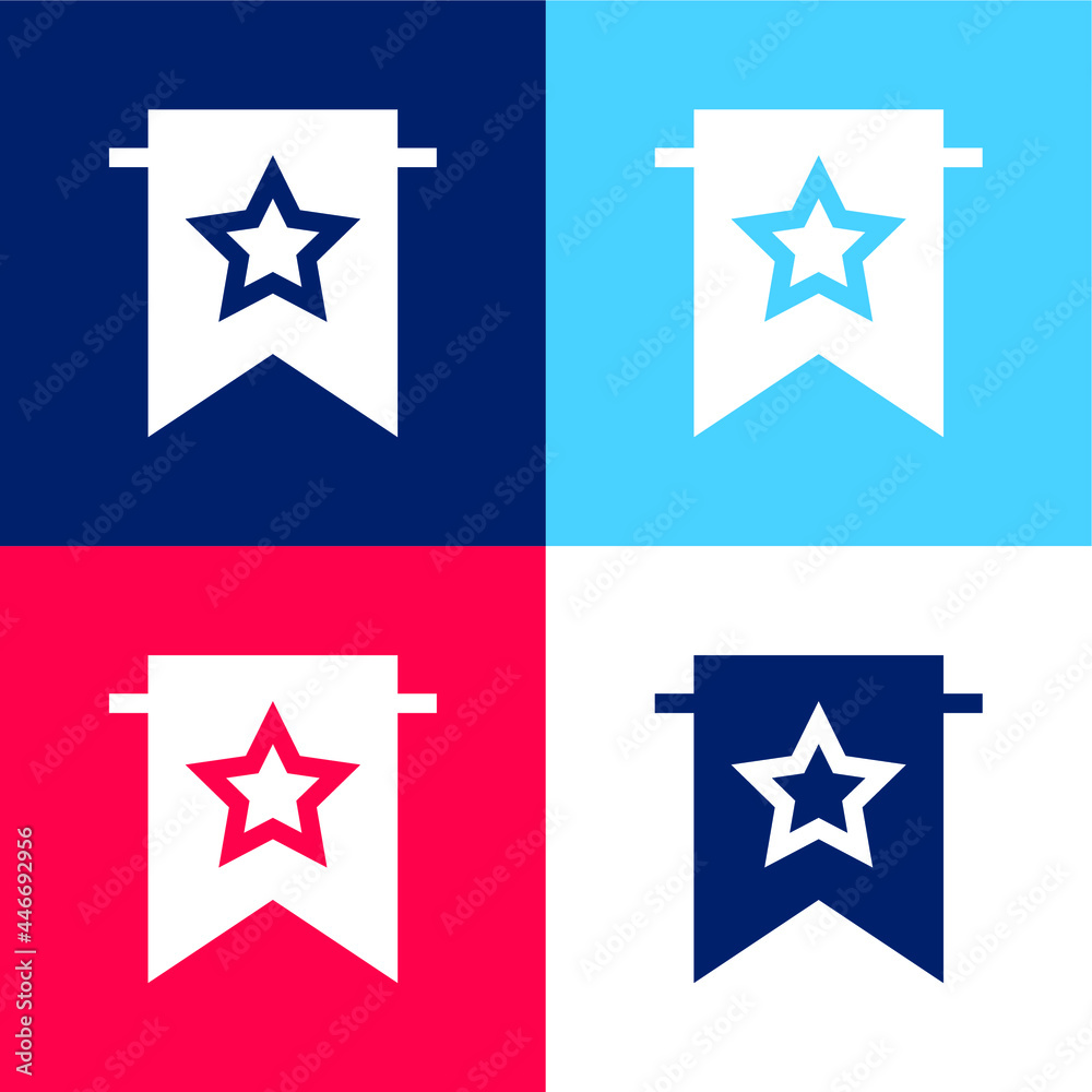 Bookmark blue and red four color minimal icon set Bookmark blue and red four color minimal icon set