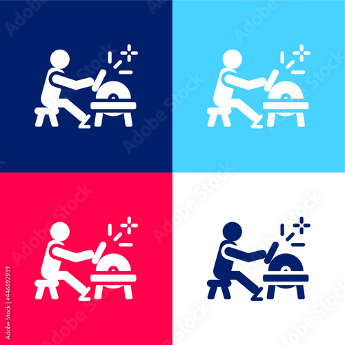Blacksmith blue and red four color minimal icon set