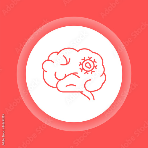 Brain cancer color button icon. Malignant neoplasm.