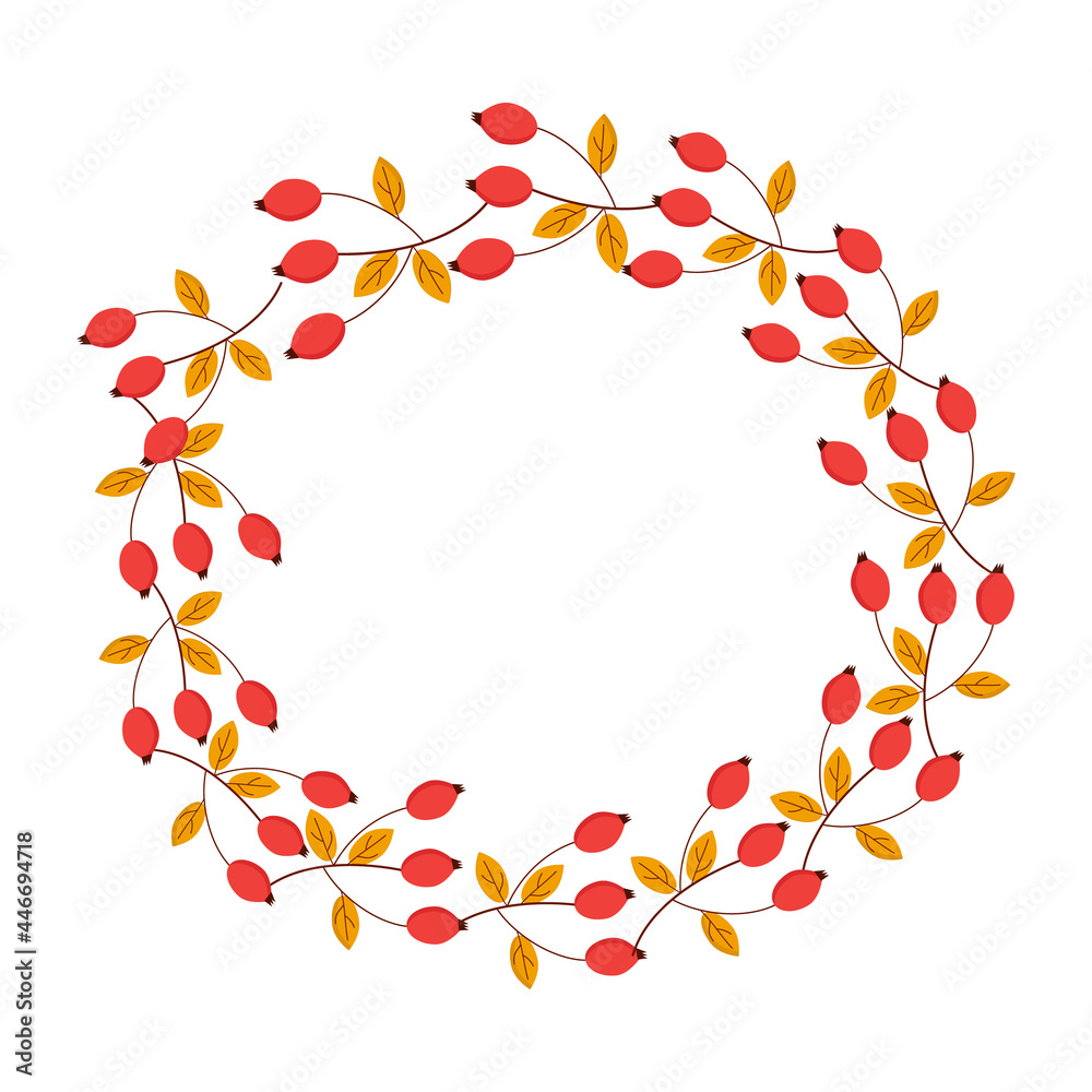 Rosehip wreath on a white background for web design or clipart Rosehip wreath on a white background for web design or clipart