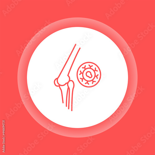 Bone cancer color button icon. Malignant neoplasm. Oncology. photo