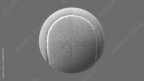 White tennis ball on gray background.
Loop able 3d animation.
 photo