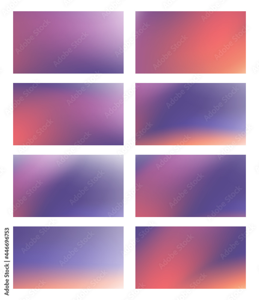 Set of soft gradient background. Modern abstract vector for web, mobile apps and social media. Space for text or image. Vector illustration.