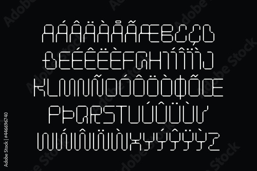 geometric, structured and straightforward, tech, technology, code, coding, development, elegant, minimalist character font, type, typography.