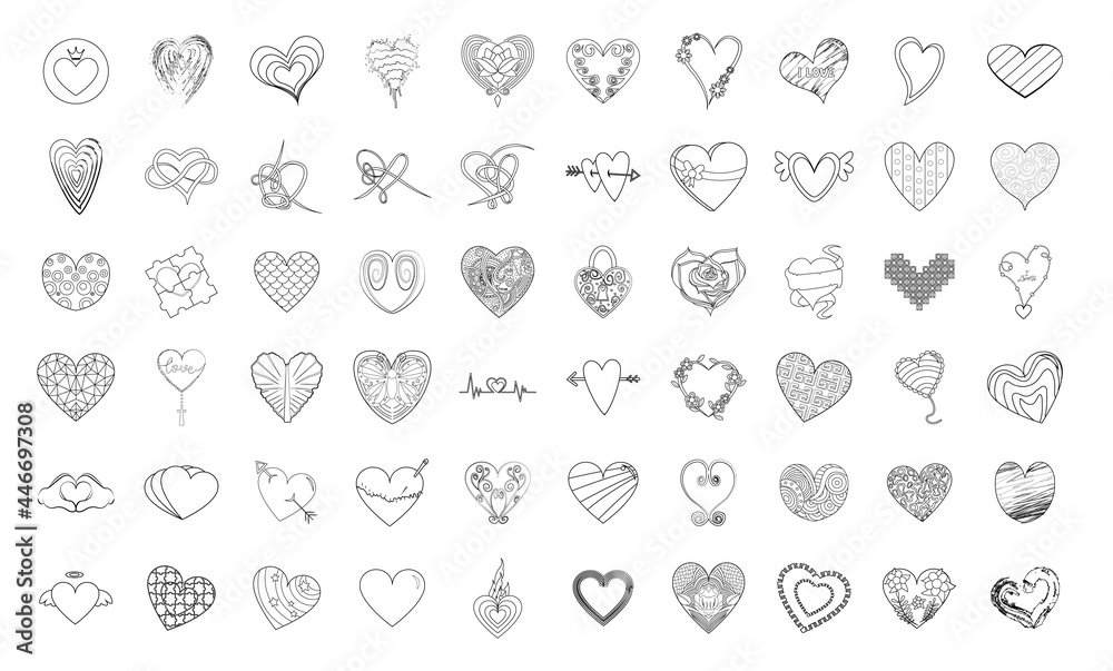 Set of heart shape sketches with different styles Set of heart shape sketches with different styles