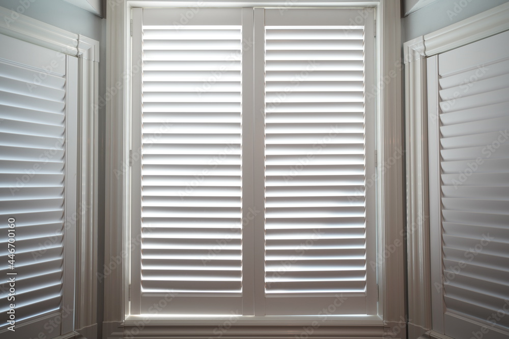 View of Bedroom with Window Shutter Blinds View of Bedroom with Window Shutter Blinds