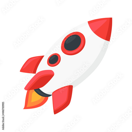 Rocket Sign Emoji Icon Illustration. Spaceship Vector Symbol Emoticon Design Clip Art Sign Comic Style.