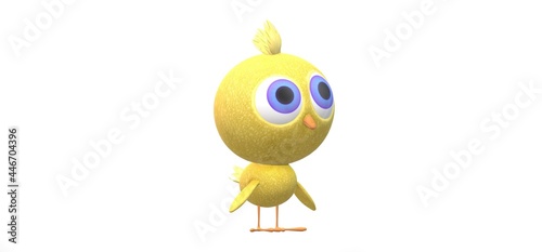 Obraz na plátně A small yellow chicken with big eyes and a tuft