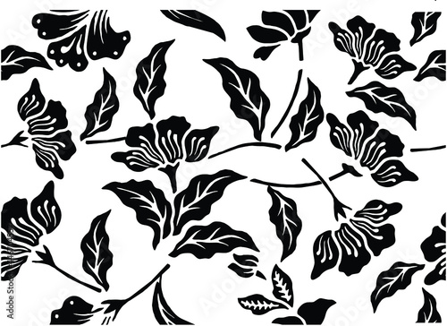 Indonesian batik motifs with very distinctive  exclusive plant patterns. vector EPS 10