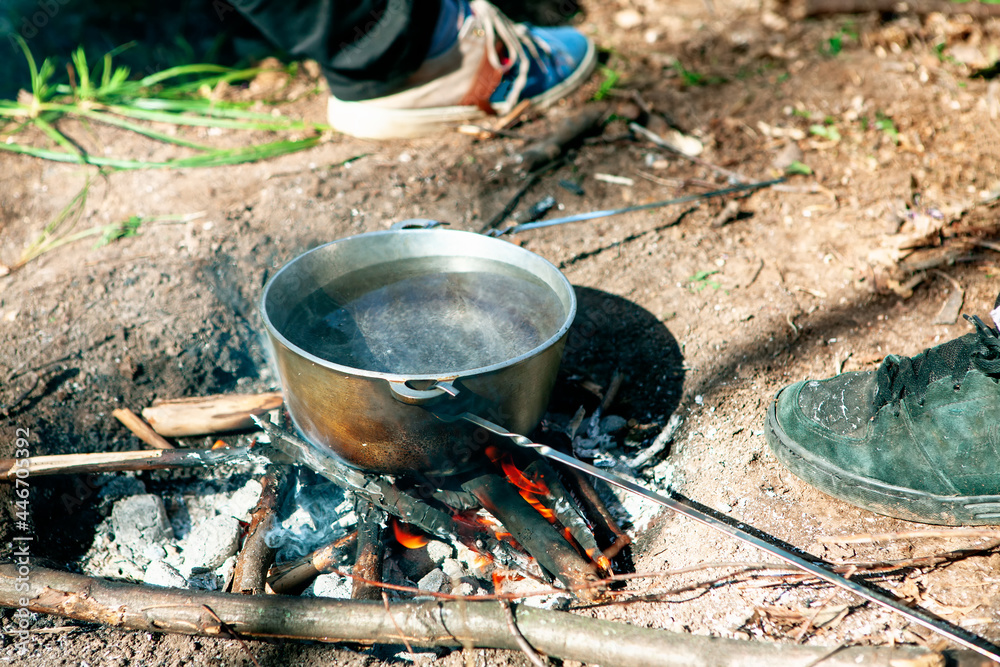 cauldron on campfire cauldron on campfire