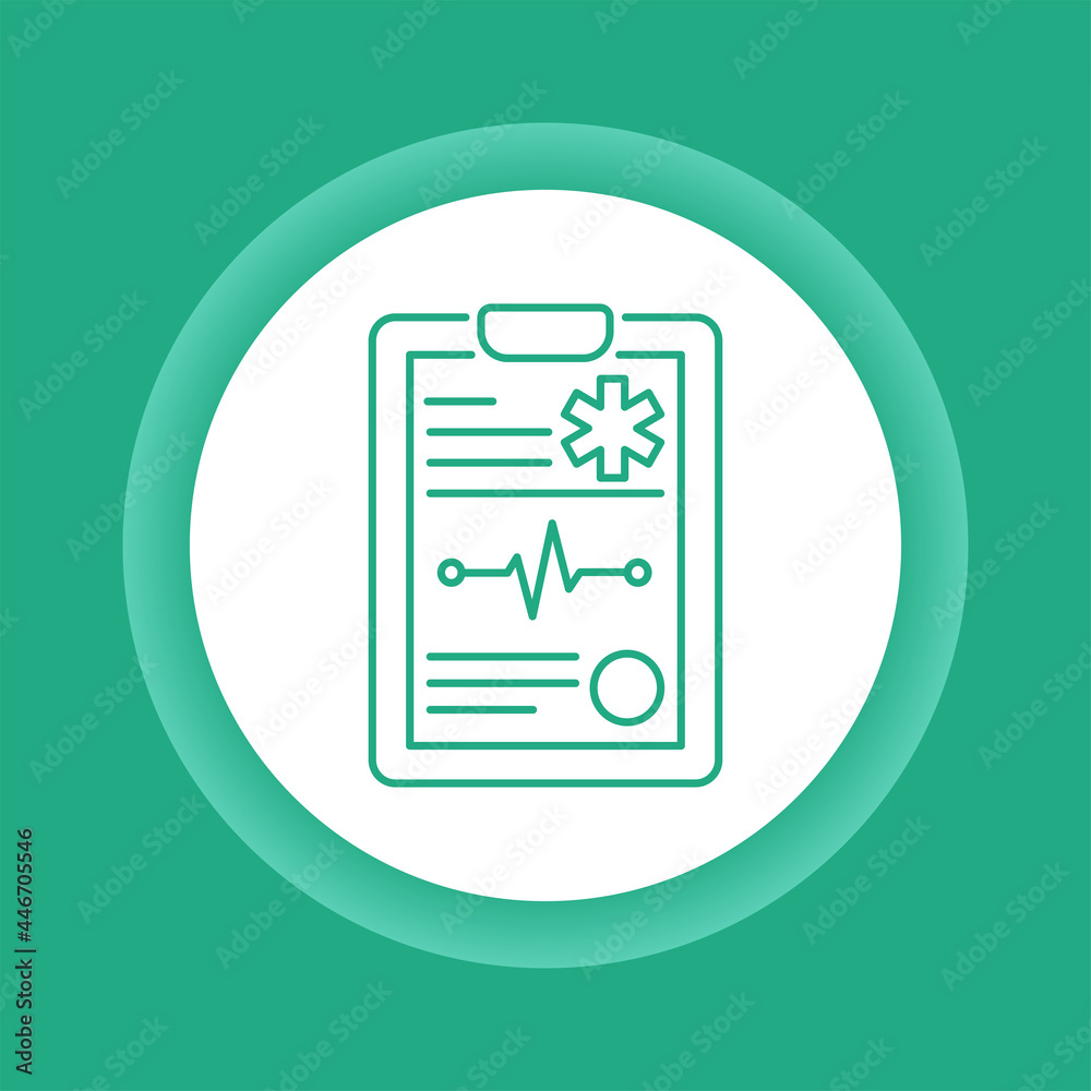 Medical clipboard color button icon. Patient card. Medical clipboard color button icon. Patient card.