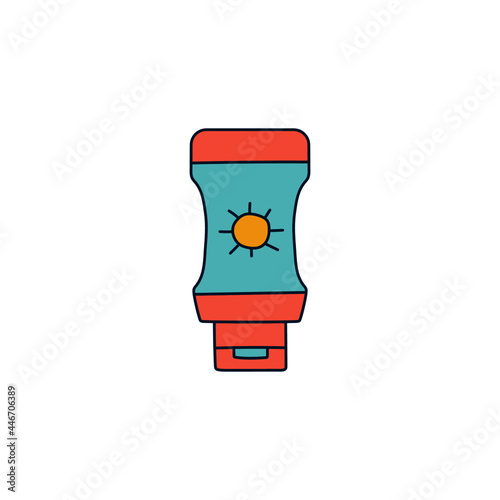 Lotion sunblock icon, sunscreen icon in  color icon, isolated on white background 