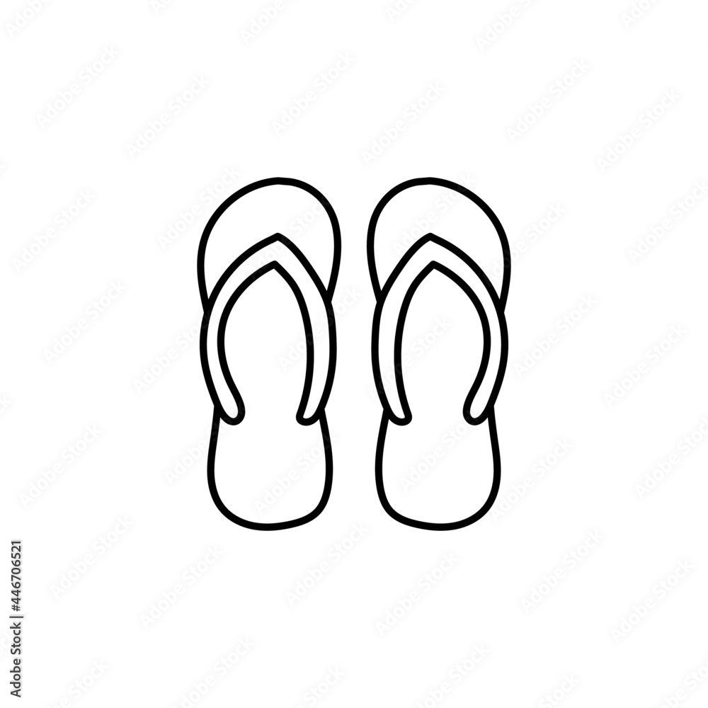 Footwear, slippers icon in flat black line style, isolated on white background Footwear, slippers icon in flat black line style, isolated on white background