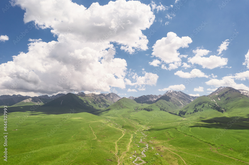 Nalati grassland with the blue sky. Nalati grassland with the blue sky.